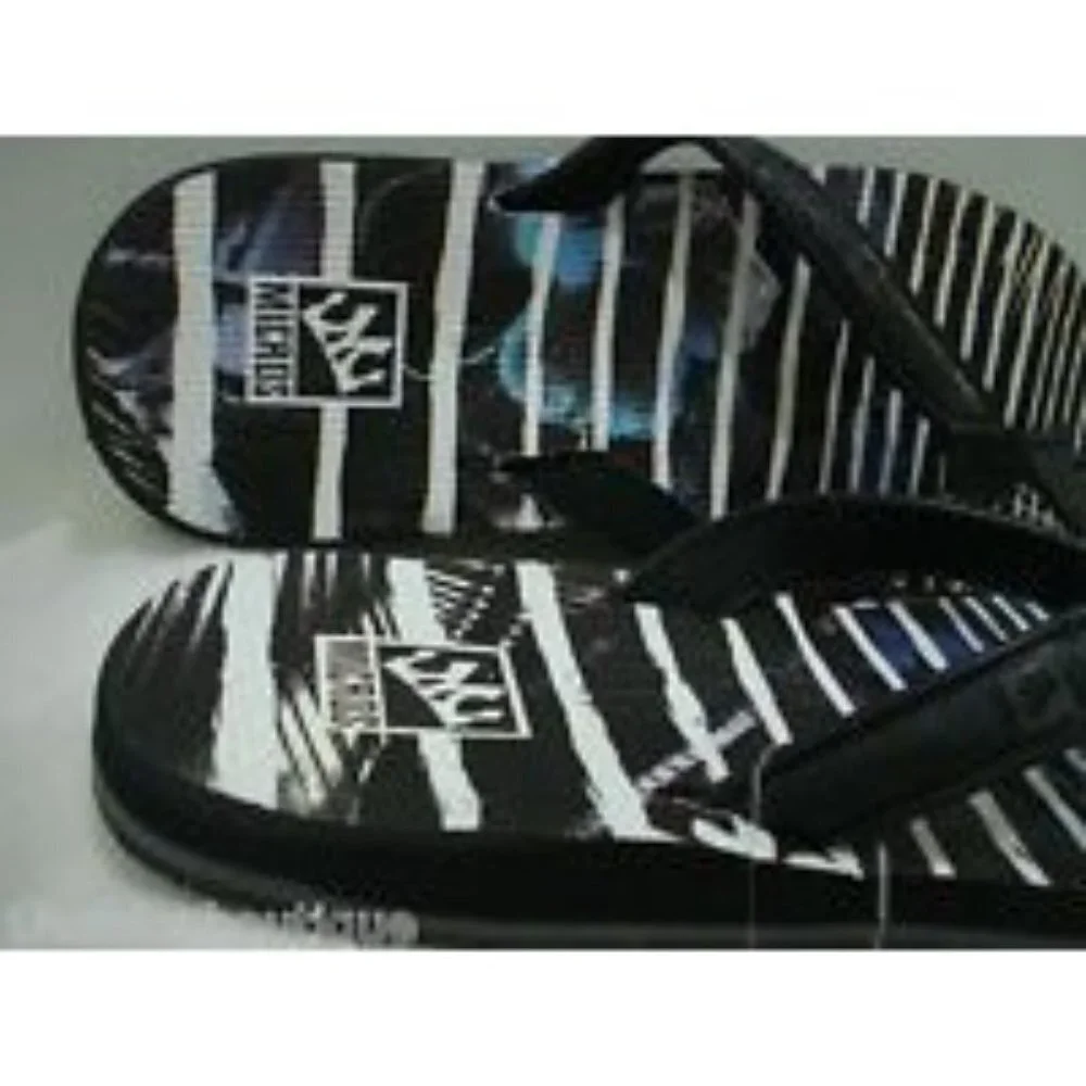 MICROS Mens Flip Flops Thong Sandal MZSD-353 Black/White Size 9 New